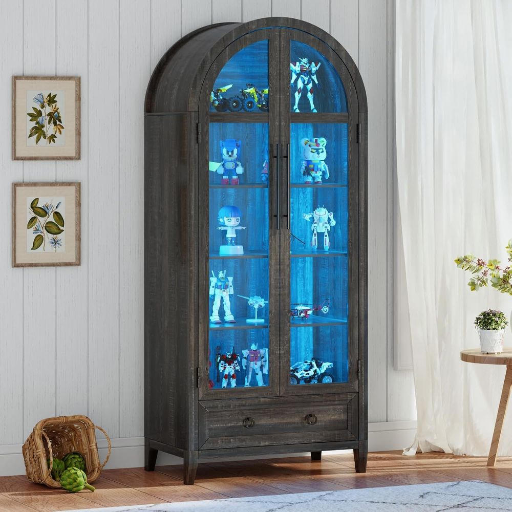 Collectible & Vintage Dolls For Wedding - Vitrine en verre cintrée 73 avec