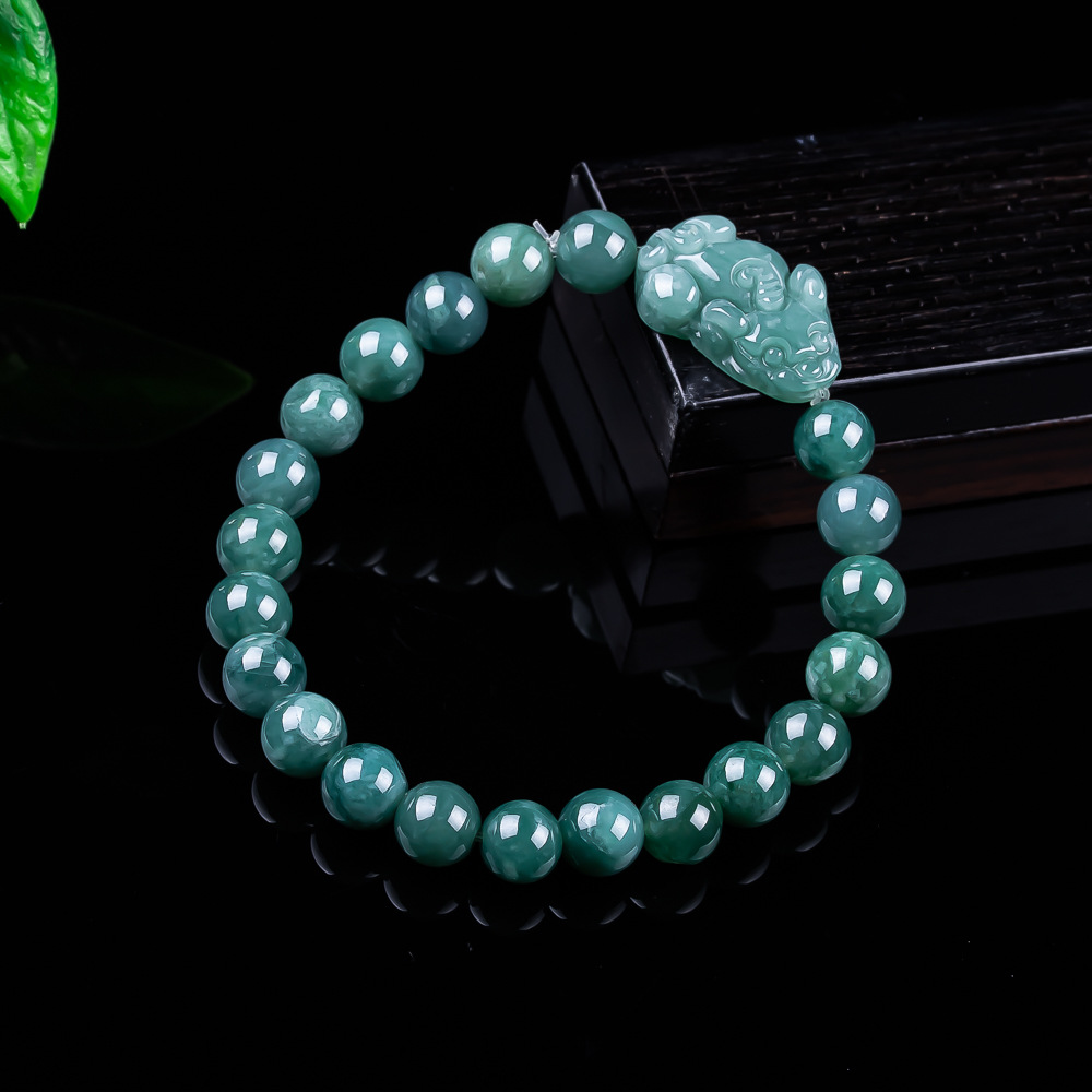 Vintage Items - Bracelet Pixiu en jadéite birmane naturelle,