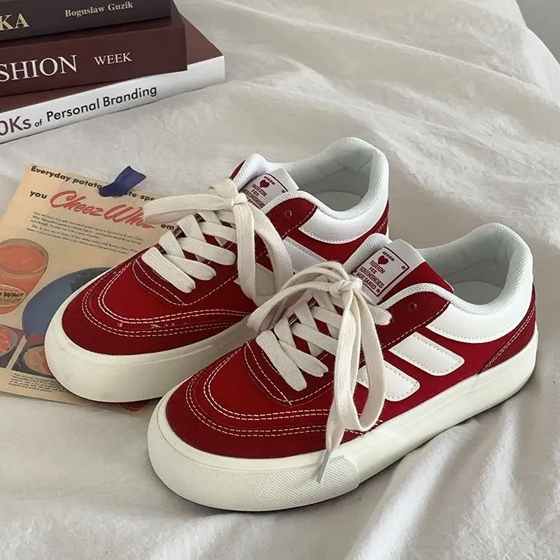 Vans Shoes Old Skool - Chaussures de tennis rouges pour femmes,
