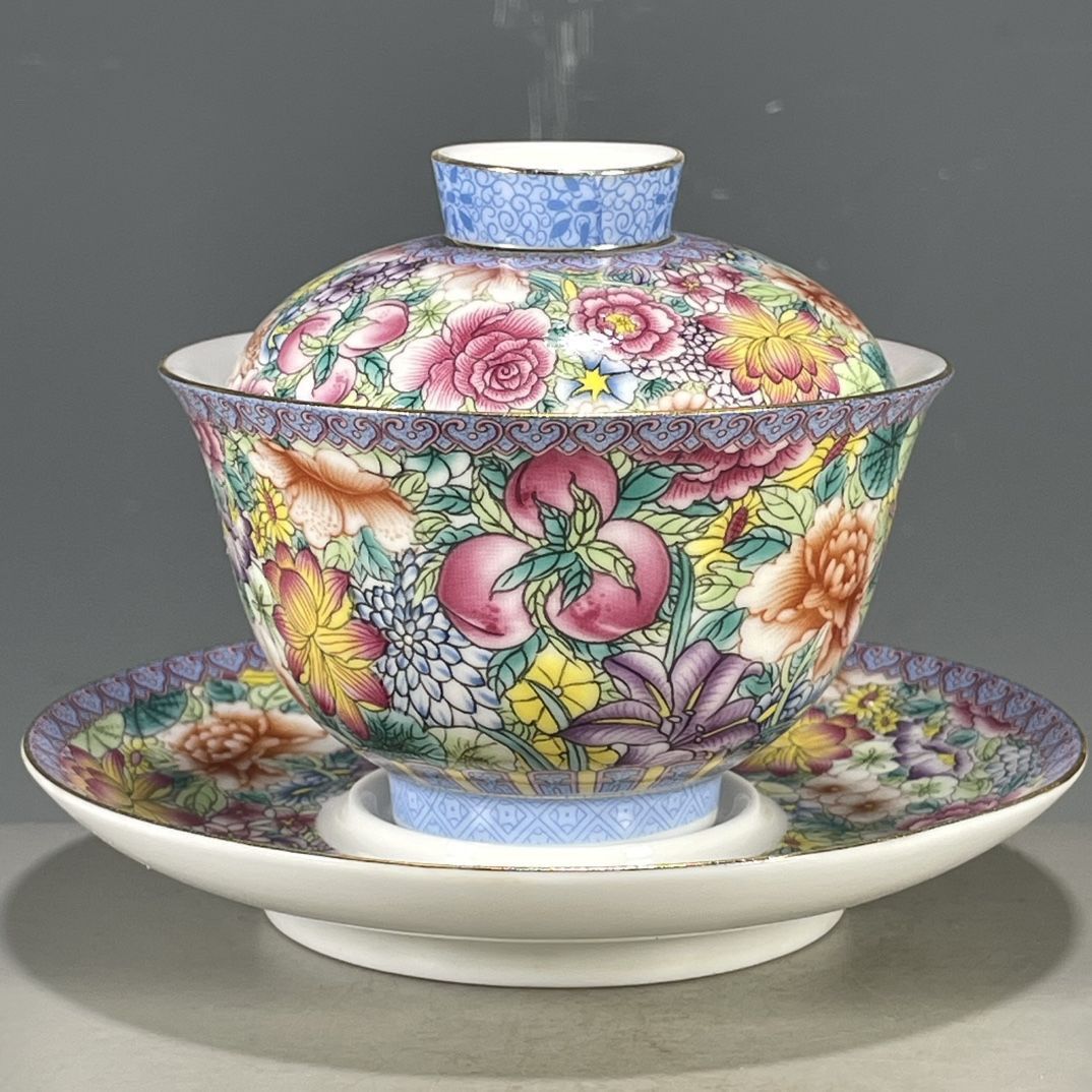 Vintage Collectible Pottery - Gaiwan chinois vintage en céramique ancienne