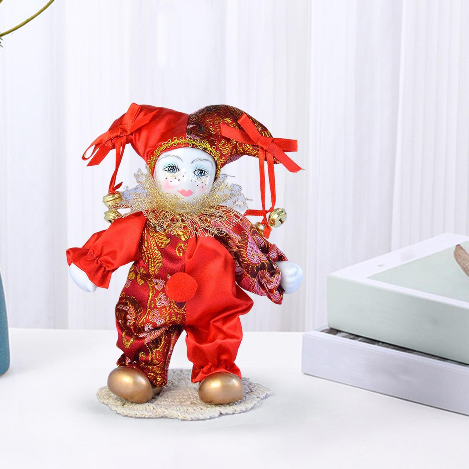 Vintage Collectible Porcelain Dolls - Poupées Clown de 7 pouces, poupée