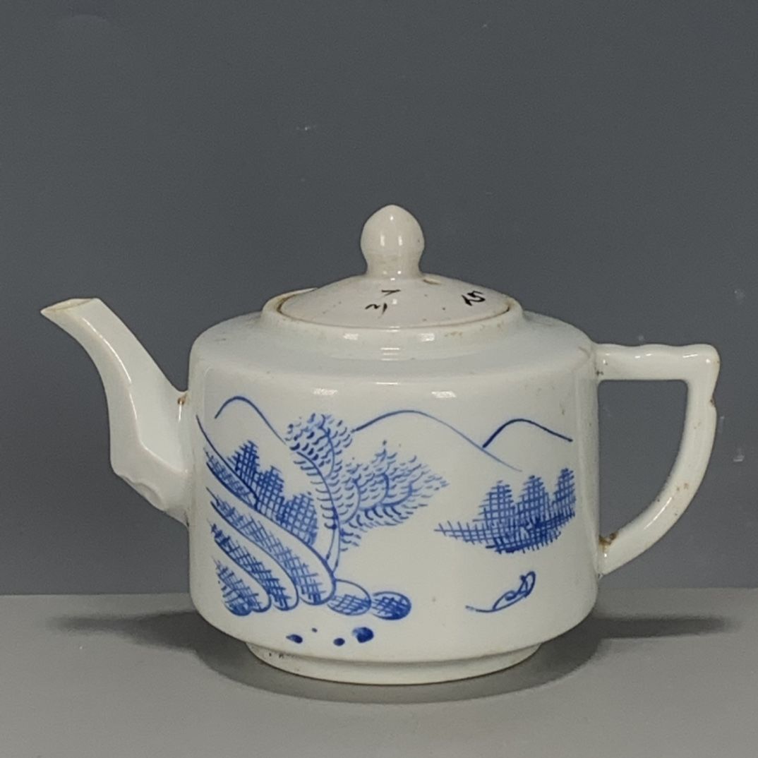 Théière en porcelaine bleue et - Vintage Collectible Pottery avis et prix